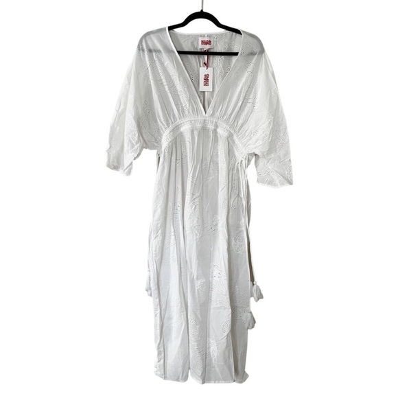 NWT SOLID & STRIPED Eyelet Tiger White Kaftan Cover-up Size Medium - Picture 2 of 7